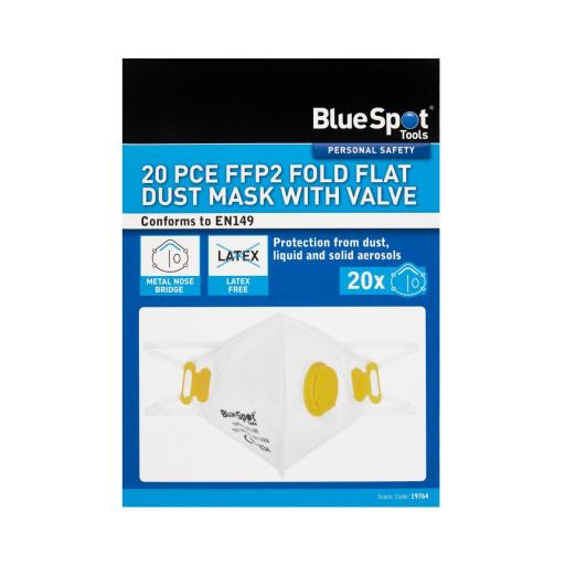 20 PCE FFP2 Fold Flat Dust Mask With Valve