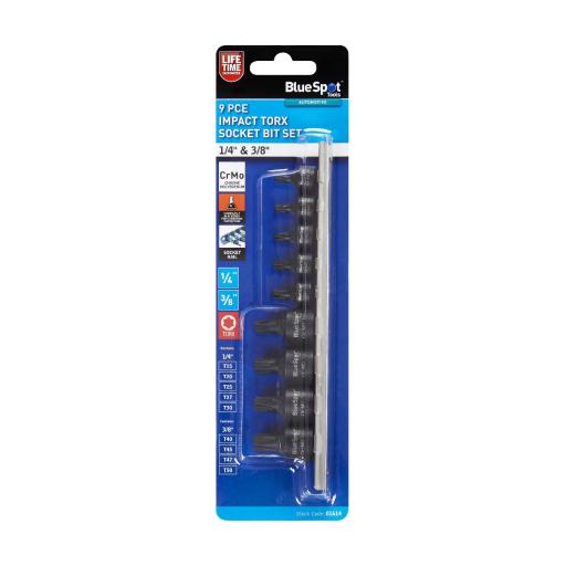 9 PCE 1/4" + 3/8" Impact Torx Bit Socket Set